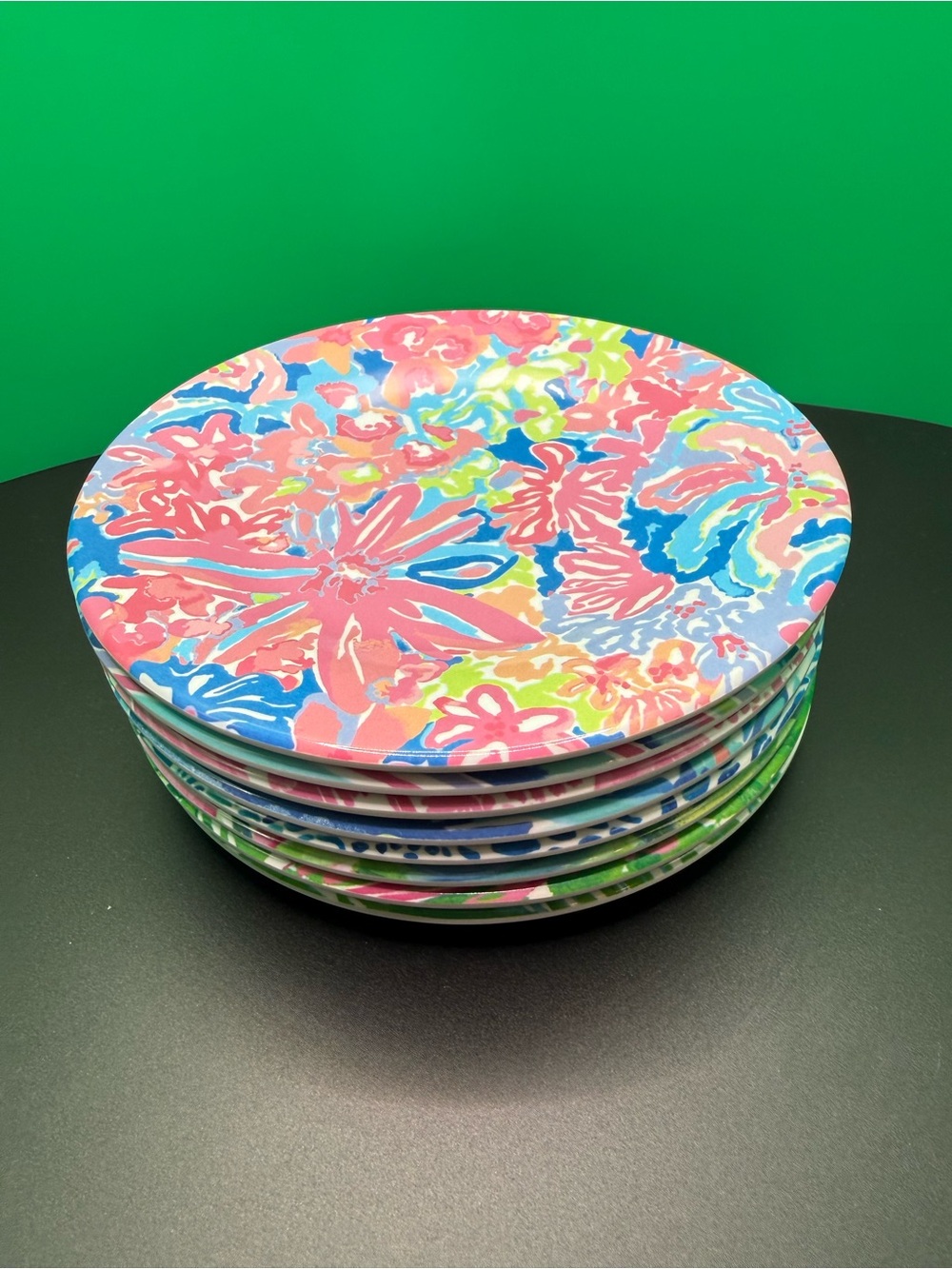 Lilly Pulitzer Colorful Floral Melamine Salad Plates 6 inch- set of 8